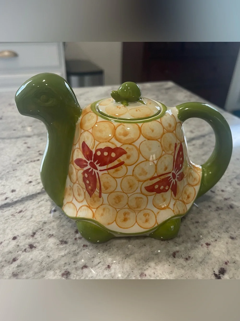 Turtle Lovers Teapot - Green & Orange